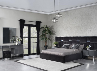 Schlafzimmer Komplett Design Einrichtung Bett 2x Nachttische Luxus Schminktisch